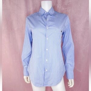 Jupe By Jackie Womens Cotton Embroidered Button Up Blouse Top Blue Size Small